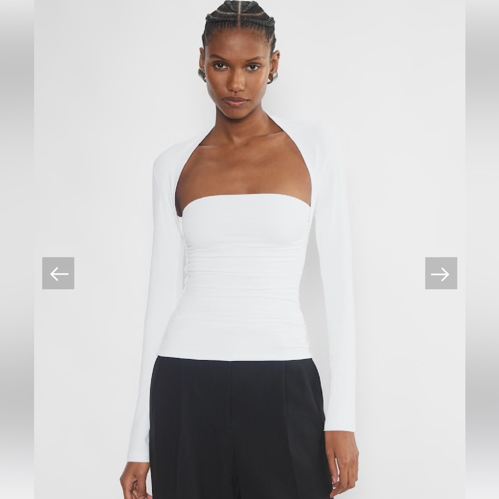 ARITZIA CONTOUR FLOURISH LONG SLEEVE TOP, WHITE